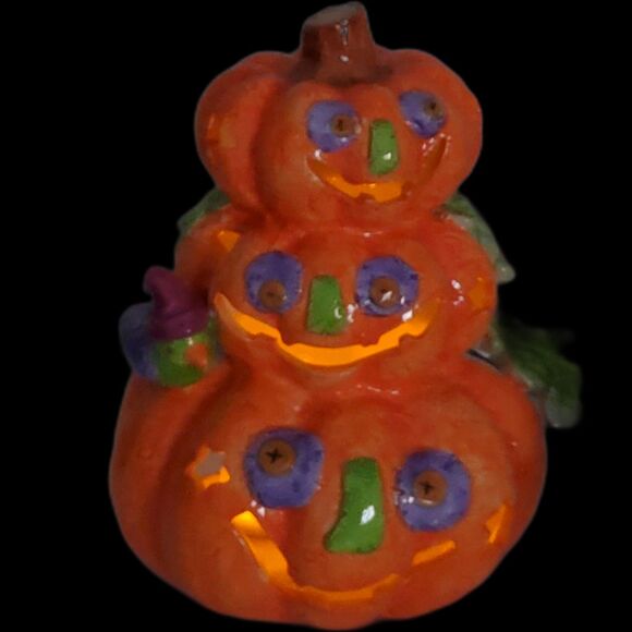 Stacked Halloween Pumpkin Decoration ~Vintage~ - Picture 4 of 8